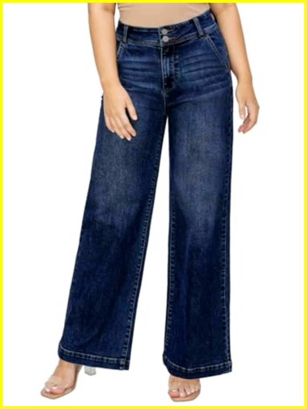 Plus Size Wide Leg Jeans High Waisted Stretchable Denim Pants